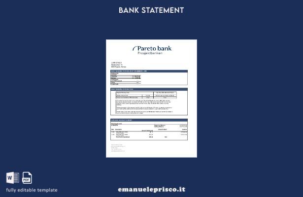 modello word di estratto conto bancario Norvegia Pareto in stile verificato